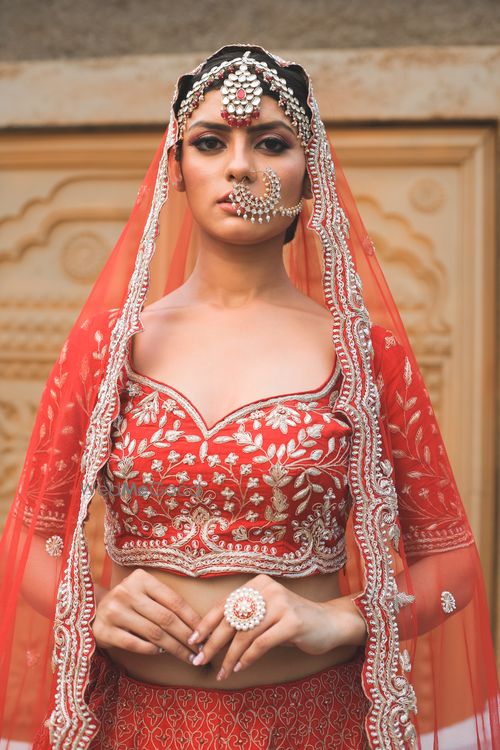 Hot red shop bridal lehenga